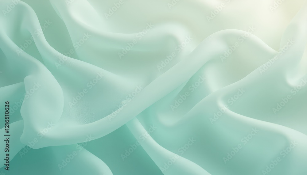 Light green chiffon fabric with airy flowing folds. Light green chiffon fabric with airy flowing folds.