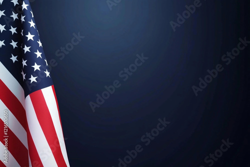 American flag waving in a dark background