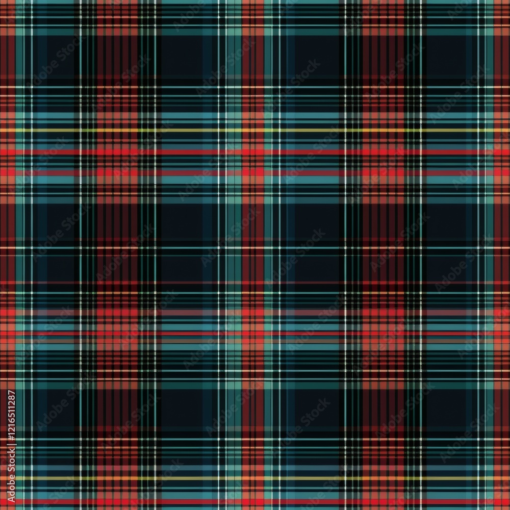 Fototapeta premium Colorful plaid pattern with vivid stripes in various hues suitable for textiles and fashion design