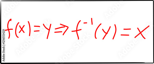 mathematical inverse function formula, in Doodle style
