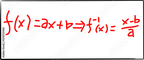 mathematical inverse function formula, in Doodle style