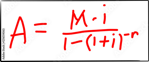 financial mathematical annuity formula, in Doodle style
