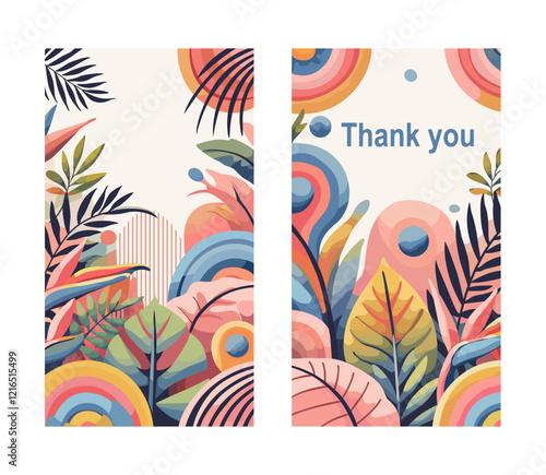 Bright postcard, floral background with tropical flowers with space for text.