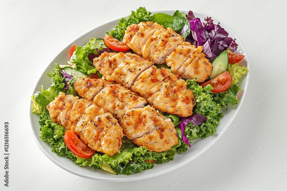 Grilled chicken salad studio shot, healthy meal Grilled chicken salad studio shot, healthy meal
