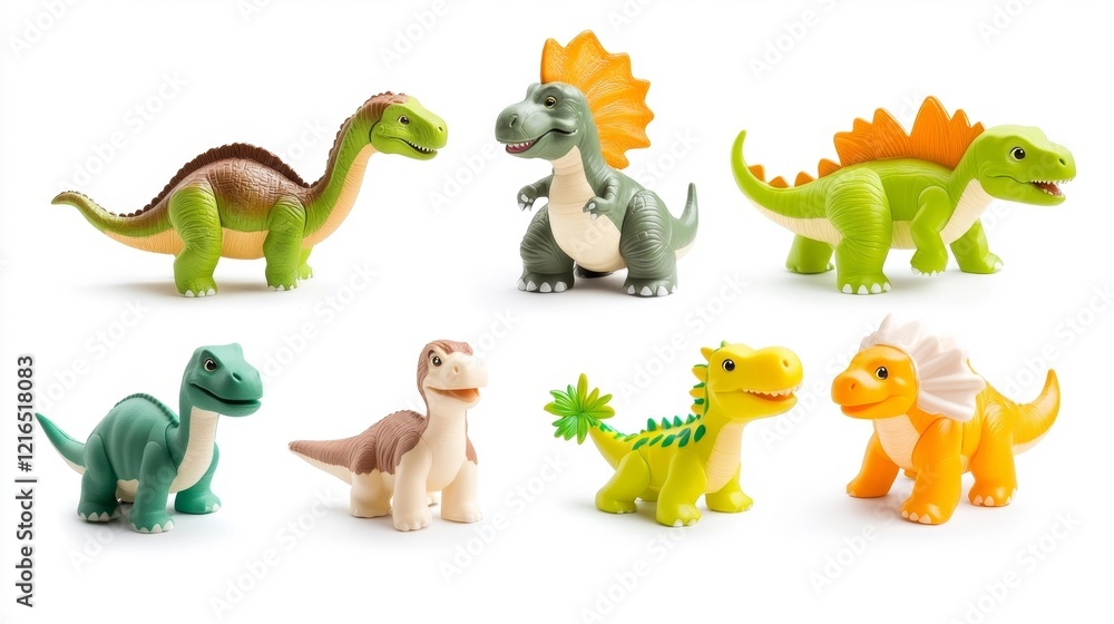 Naklejka premium Set of Plastic Toy Dinosaurs for Kids. Generative AI