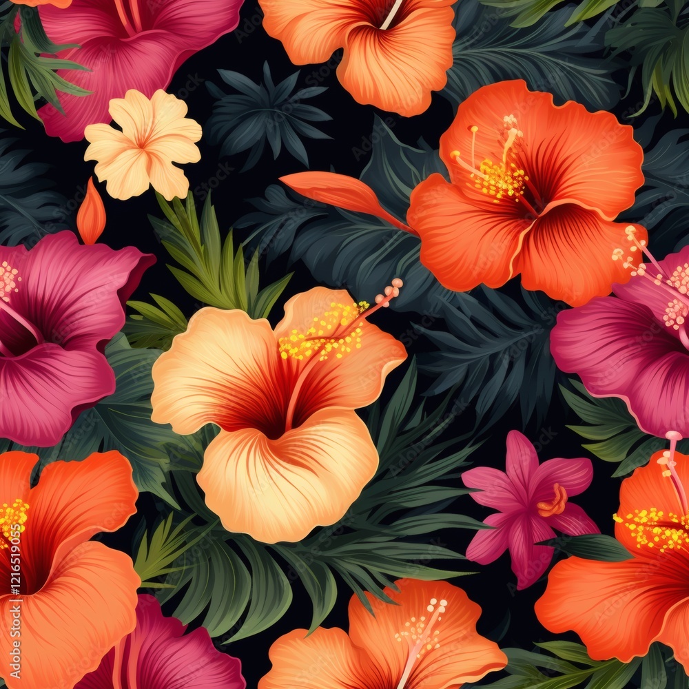 custom made wallpaper toronto digitalBright tropical flowers create a vibrant backdrop filled with hibiscus and lush leaves in a colorful pattern