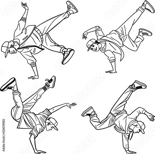 Breakdancing bundle line art and illustrator eps