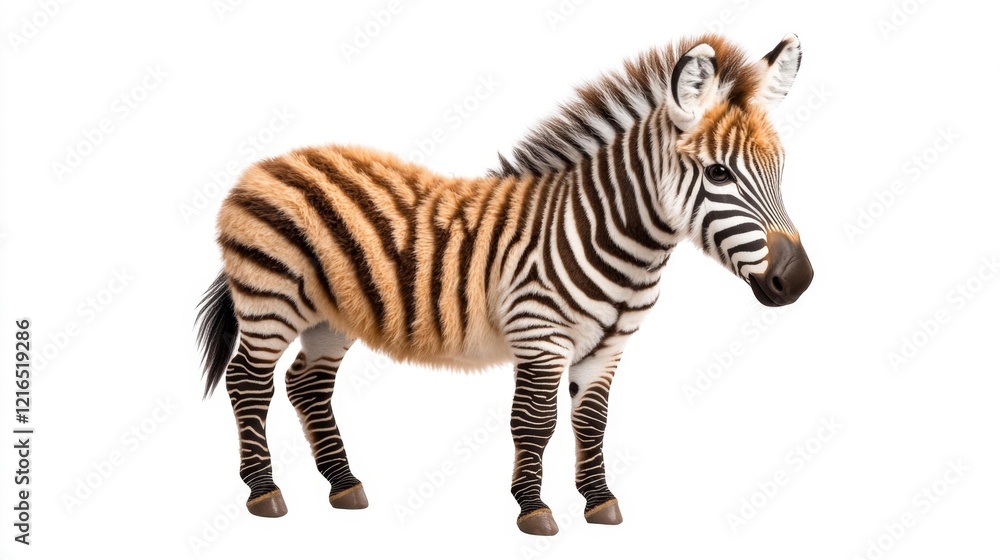 Fototapeta premium Plush zebra isolated on white background safari theme. Generative AI