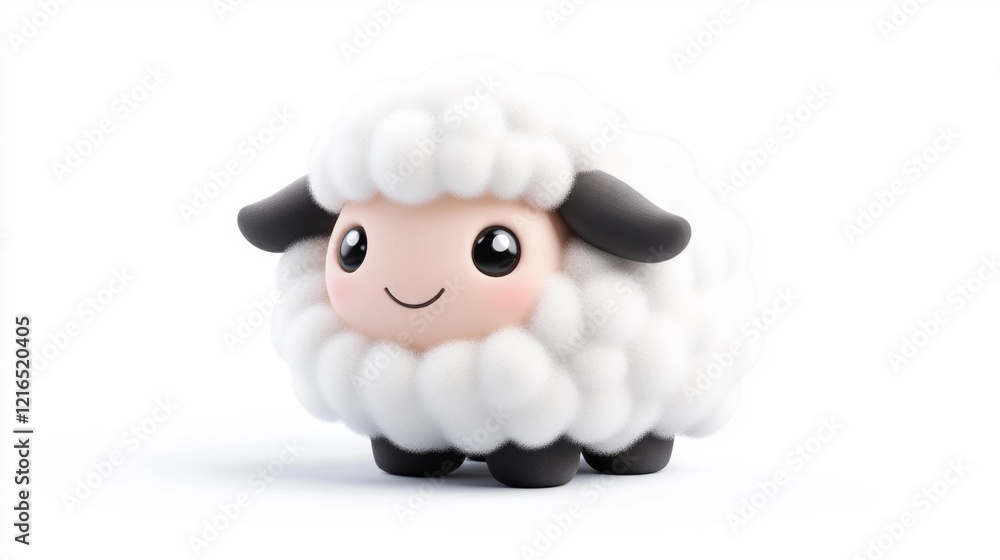 Cute fluffy sheep plush toy isolated on white background. Generative AI Cute fluffy sheep plush toy isolated on white background. Generative AI