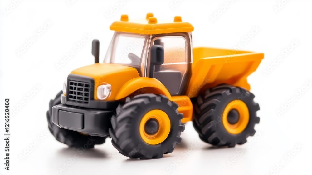 Toy Construction Vehicle Isolated on White Background. Generative AI Toy Construction Vehicle Isolated on White Background. Generative AI