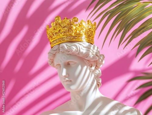 Statue of Zeus Crown with Golden Tiara and Roman Cloak photo