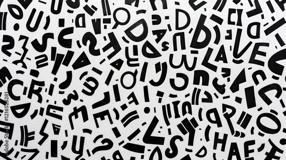 A chaotic arrangement of black letters on a white background, creating a dynamic visual effect. A chaotic arrangement of black letters on a white background, creating a dynamic visual effect.