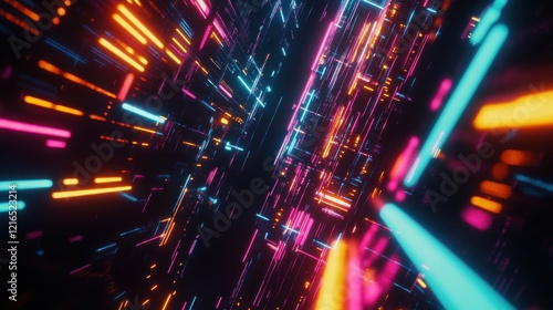 Neon Lightscape: A Digital Vortex of Vibrant Hues
