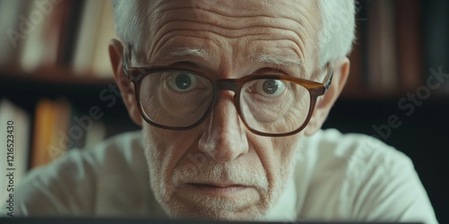 Wise Old Man Looking Through Glasses photo