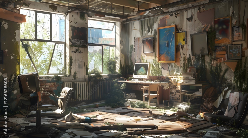 Illustration of A digital artist's workspace, where trendy art pieces are breaking down into digital fragments, blending creativity with destruction. Ai Generate.
Illustration of A digital artist's workspace, where trendy art pieces are breaking down into digital fragments, blending creativity with destruction. Ai Generate.