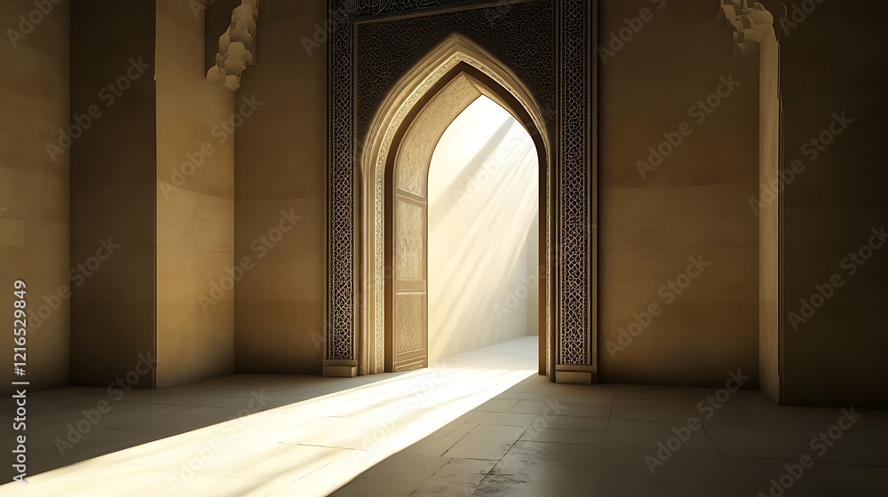 Obraz premium Sunlit Archway In An Ornate Islamic Building