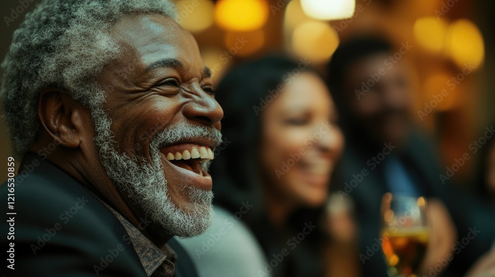Happy Old Man Sharing Joy in Social Gathering Happy Old Man Sharing Joy in Social Gathering