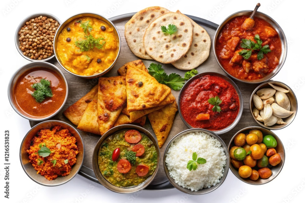 High-resolution PNG elements: delicious Indian curry, naan, samosas, rice, and spices for culinary designs. High-resolution PNG elements: delicious Indian curry, naan, samosas, rice, and spices for culinary designs.