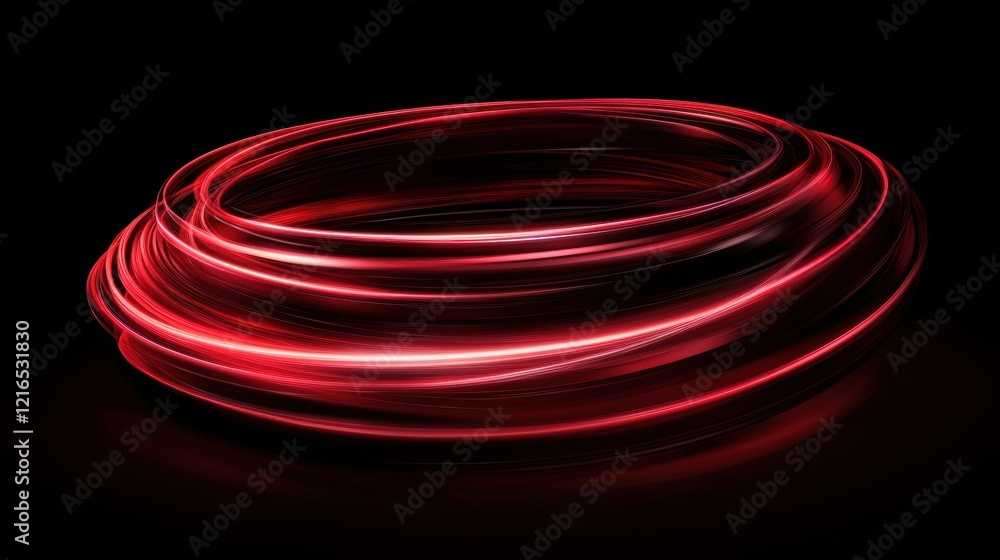Dynamic red light trails creating a circular motion effect Dynamic red light trails creating a circular motion effect
