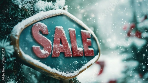 Christmas Sale Sign with Snow