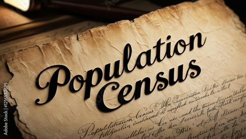 population census Concept. An aged document featuring the words 
