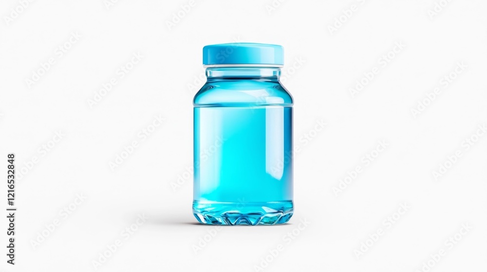 Clear blue water bottle with water drops. Generative AI Clear blue water bottle with water drops. Generative AI