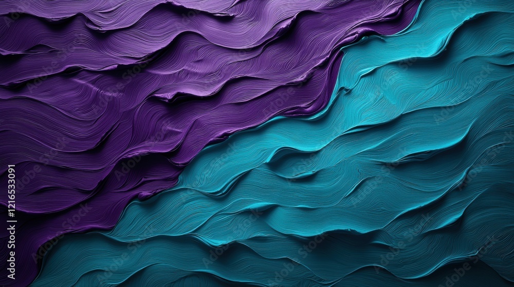 Obraz premium Abstract textured waves in purple and teal hues