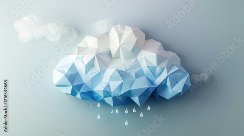 Obraz na płótnie Geometric Paper Cloud with Rain Drops w salonie