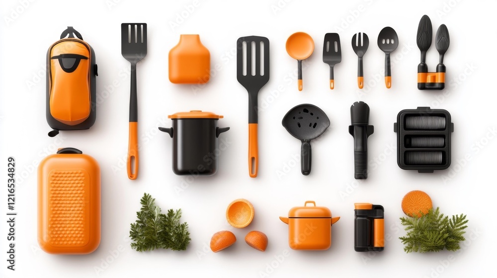 Camping Cooking Set for Outdoor Adventures. Generative AI Camping Cooking Set for Outdoor Adventures. Generative AI