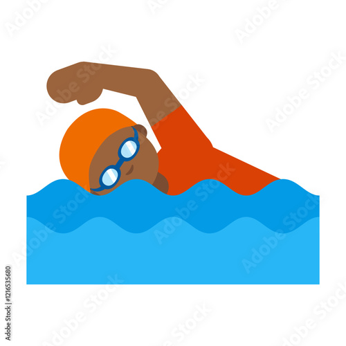 Swimmer Cartoon Illustration, Isolated on White Background, Clipart