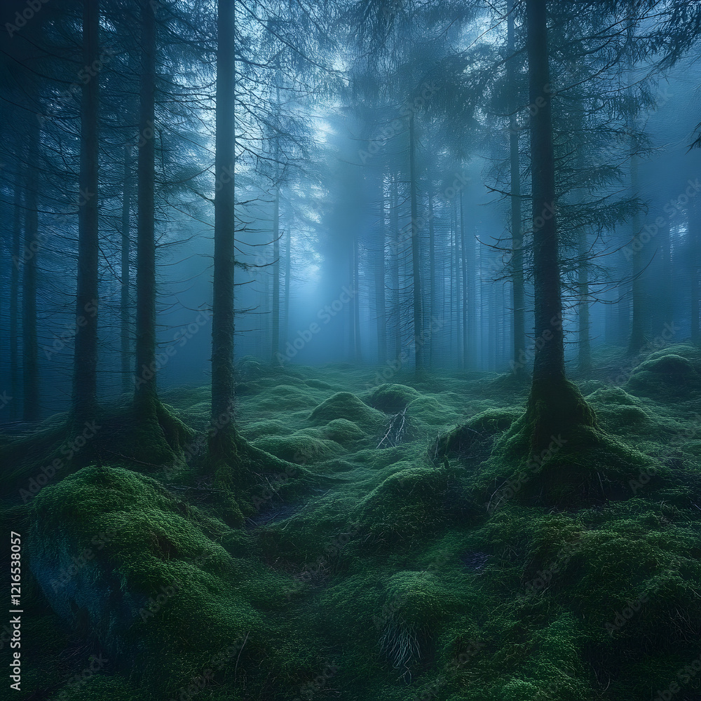 Obraz premium Misty Forest Path.