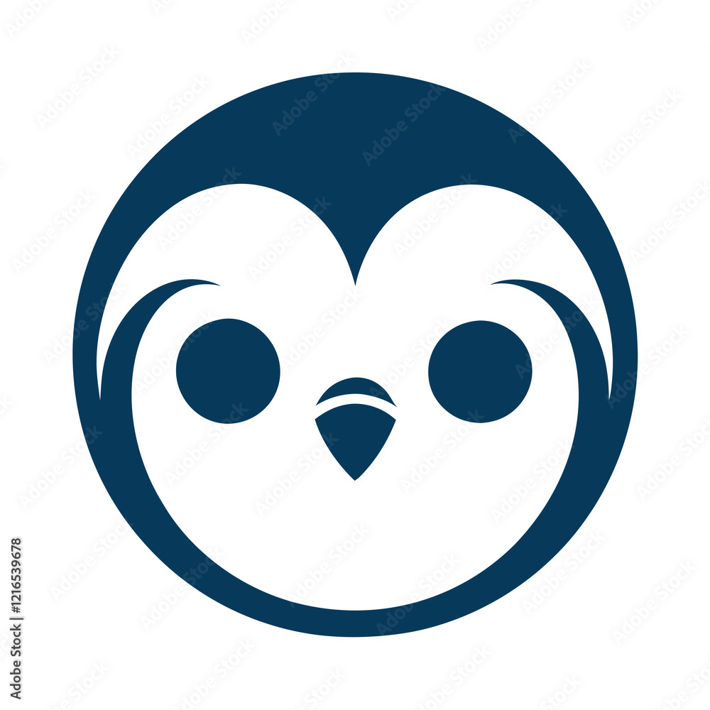 Minimalist Cute Penguin Face Vector Logo. Minimalist Cute Penguin Face Vector Logo.