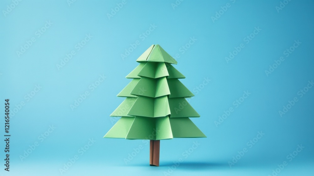 Fototapeta premium Origami Christmas Tree - Simple Paper Craft
