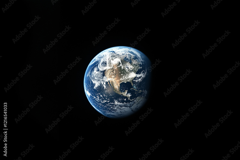 A dark background with the sun rising on Earth in space. The Earth is seen from above, centered and small. There's a thin light beam coming out of it. A dark background with the sun rising on Earth in space. The Earth is seen from above, centered and small. There's a thin light beam coming out of it.