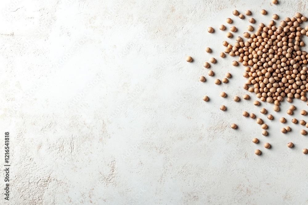 Brown seeds scattered on textured surface create natural and org Brown seeds scattered on textured surface create natural and org