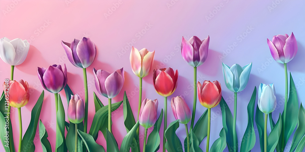 A Tapestry of Spring: A Vibrant Field of Multicolored Tulips A Tapestry of Spring: A Vibrant Field of Multicolored Tulips
