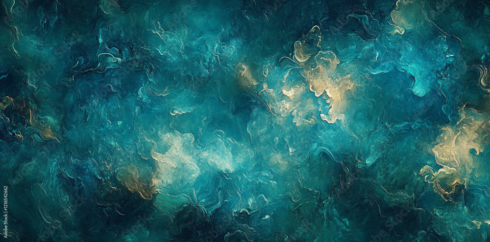 Profundas Formas Abstractas en Azul y Turquesa con Efecto de Humo - Textura Fluida y Misteriosa en Movimiento