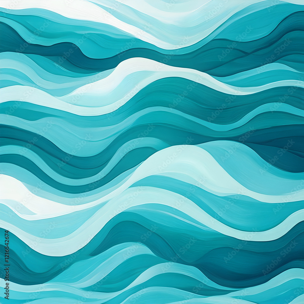 Abstract ocean wave painting in shades of teal and aqua. Abstract ocean wave painting in shades of teal and aqua.