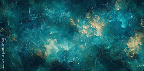 Obraz na płótnie Profundas Formas Abstractas en Azul y Turquesa con Efecto de Humo - Textura Fluida y Misteriosa en Movimiento w salonie