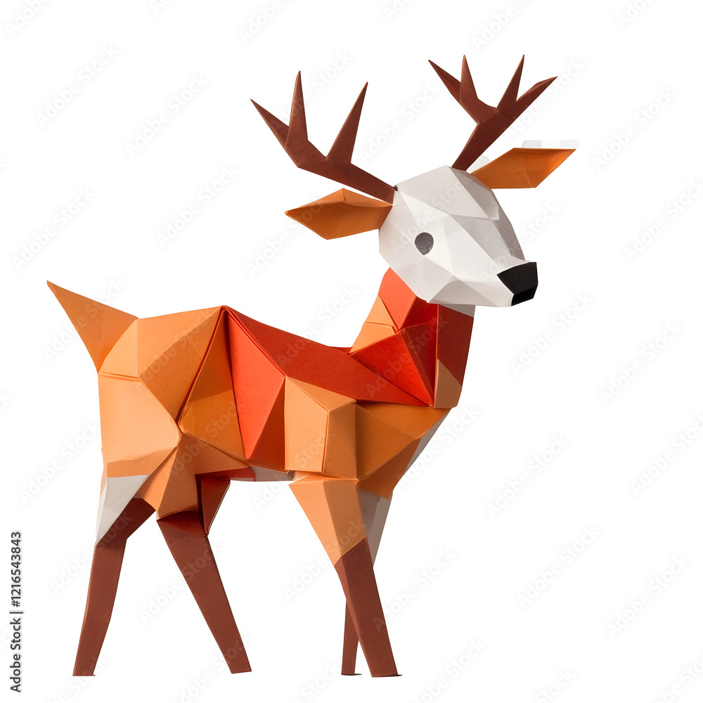 Obraz premium Elegant Origami Deer on Transparent Background Showcasing Minimalist Geometric Design