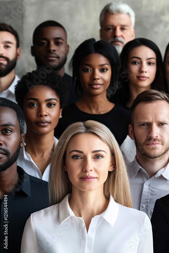 Diverse group of individuals showcasing unity and strength throu photo