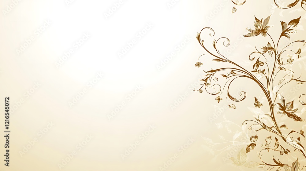 Elegant Beige Background with Brown Floral Design Elegant Beige Background with Brown Floral Design