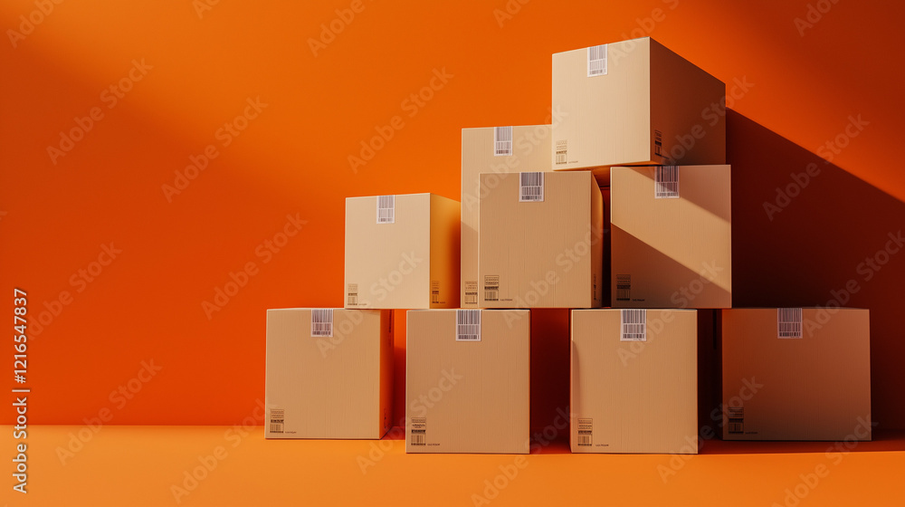 Obraz premium Cardboard Boxes Ready for Shipment in a Modern Setup