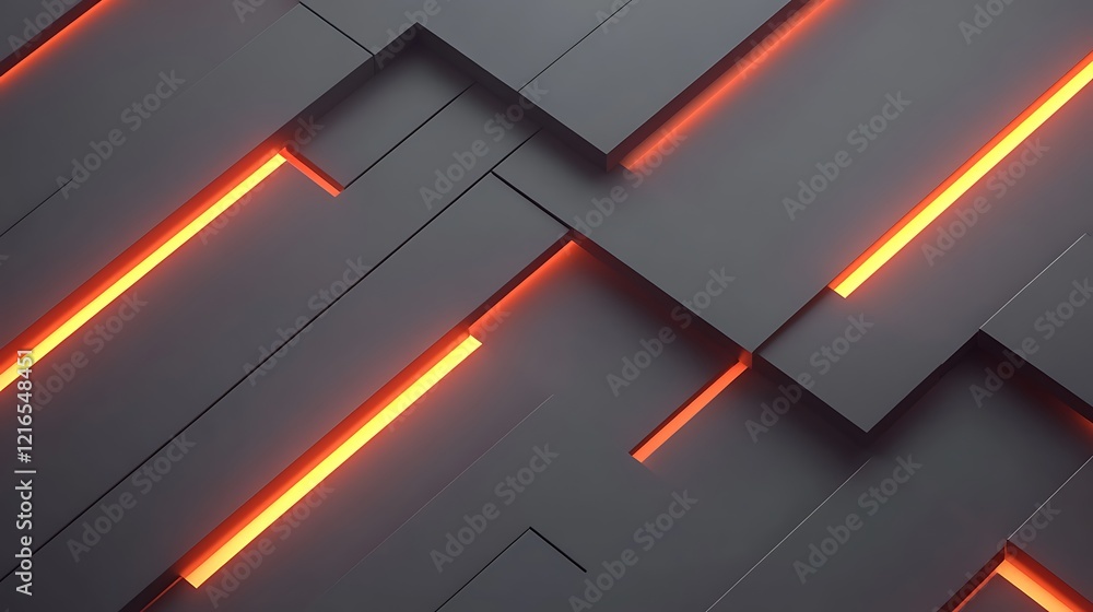Abstract Geometric Pattern with Glowing Orange Lines Abstract Geometric Pattern with Glowing Orange Lines