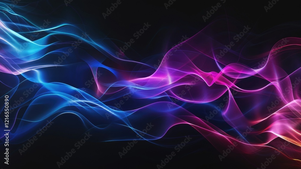 Abstract waves of colorful light flowing against a dark background, creating a dynamic visual effect. Abstract waves of colorful light flowing against a dark background, creating a dynamic visual effect.