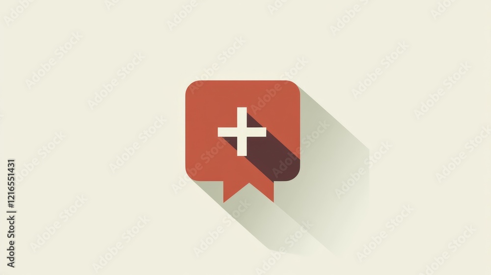 Fototapeta premium Add Button Icon: Flat Design with Long Shadow