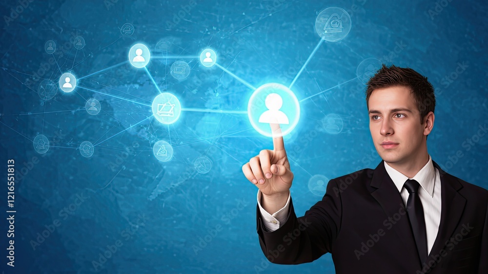 person pressing social icon generative ai person pressing social icon generative ai