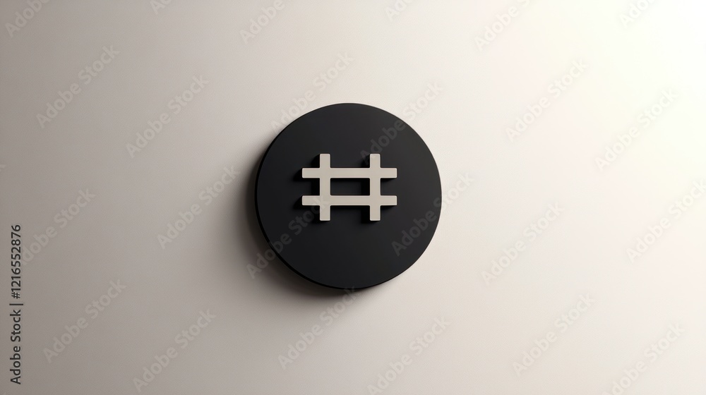 Fototapeta premium Abstract Hashtag Icon on Dark Circle