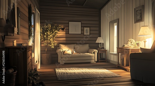 Wallpaper Mural Sophisticated designer living room space with sleek furniture and elegant accents image Torontodigital.ca