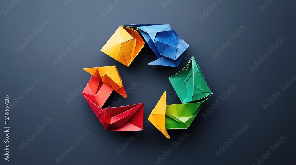 Recyclable Origami Art: A Colorful Symbol of Sustainability